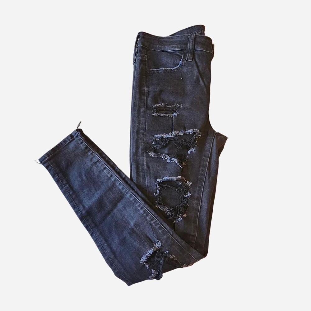 American Eagle Next Level Stretch Thrashed Distressed High Waisted Jegging Jeans